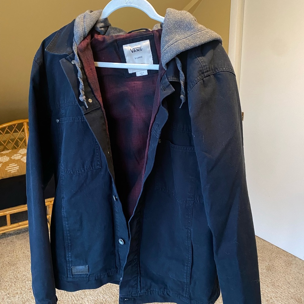 Vans Men's Black and Gray Hooded Jacket